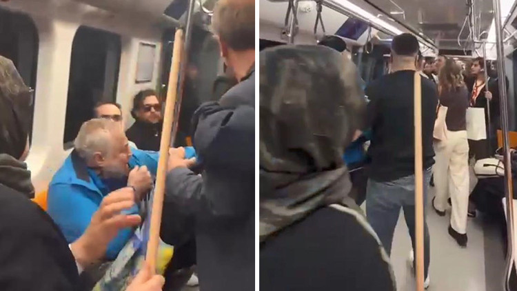 Yaptıkları tezahürat yolcuları çileden çıkardı | Metrodaki şampiyonluk kutlamasında ortalık karıştı: Oklavalı müdahale kamerada