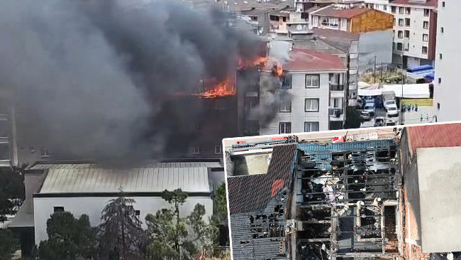 Esenyurt'ta bina çatısında yangın! Korku dolu anlar kamerada
