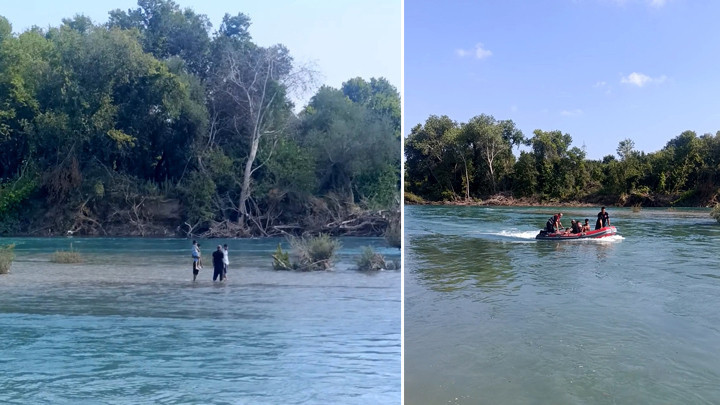 Manavgat Irmağı'nın ortasındaki adacıkta mahsur kalan 1'i çocuk 4 kişi kurtarıldı