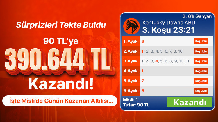 Sürprizleri Tekte Buldu 90 TL’ye 390.644 TL Kazandı! İşte Misli’de Günün Kazanan Altılısı…