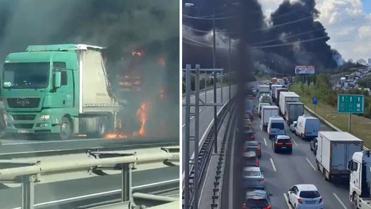 İstanbul'da TEM Otoyolu'nda TIR yangını: Trafik yeniden açıldı