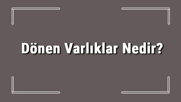Dönen Varlıklar Nedir? Dönen Varlıklar Nelerdir
