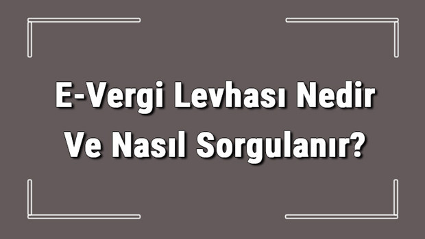 E-Vergi Levhası Nedir Ve Nasıl Sorgulanır?