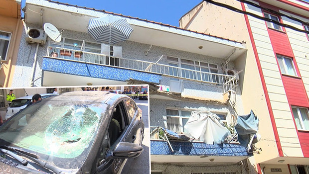 Ümraniye'de felaketin eşiğinden dönüldü: 2 katlı binadaki dairenin balkonu çöktü