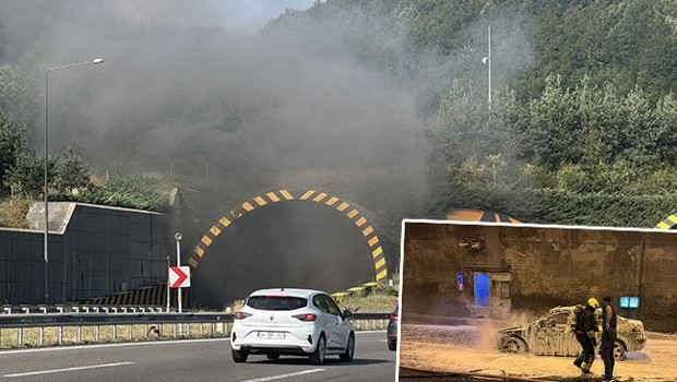 Bolu Dağı Tüneli’nde alev alan otomobil yandı: Ankara istikameti ulaşıma kapandı