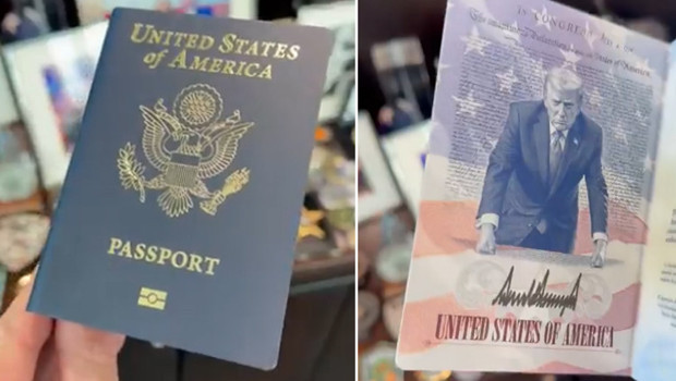 Oğlu paylaştı: ABD pasaportunda Trump fotoğrafı