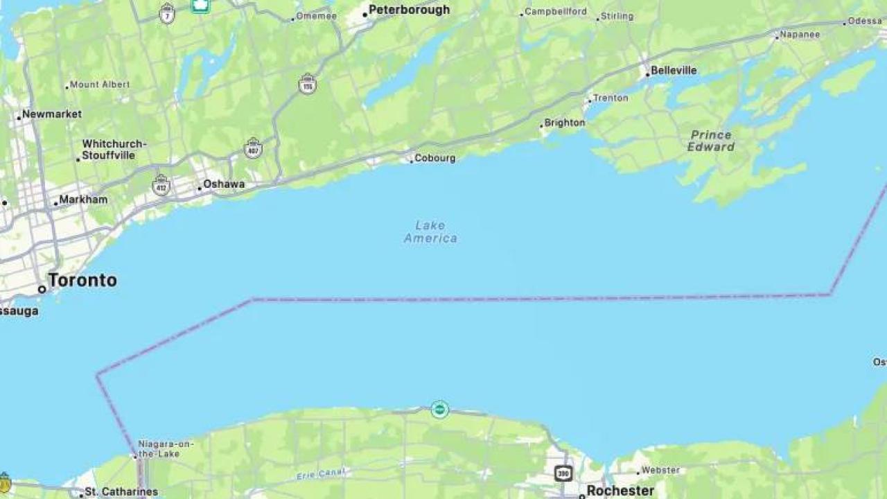 Apple, ABD'deki harita uygulamasında Ontario Gölü'nün adını Amerika Gölü olarak değiştirdi